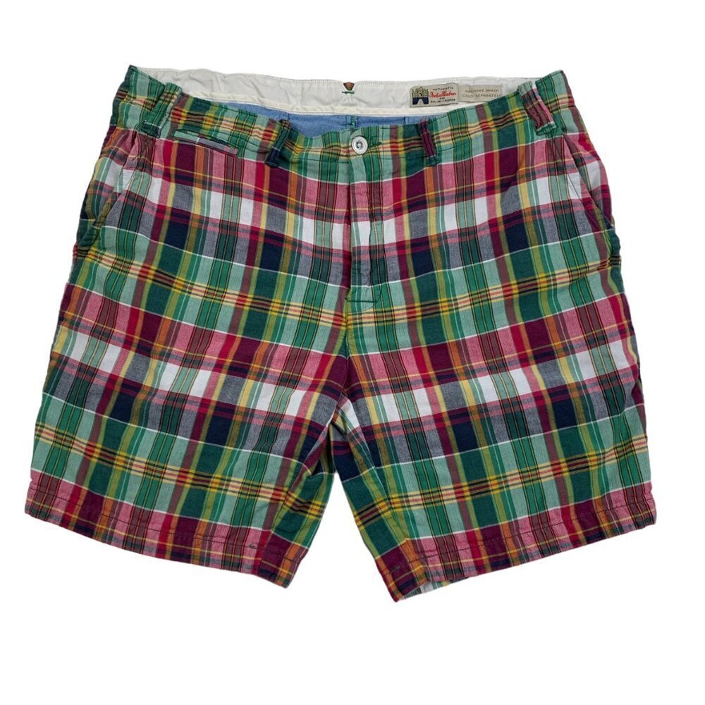Polo Ralph Lauren Authentic India Madras Plaid Straight Fit Mens Shorts Size 36